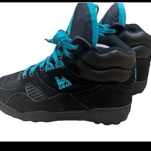 Vtg LA Gear High Top Womens 8 Black Teal Aqua Tennis Shoe Sneaker Retro 1991